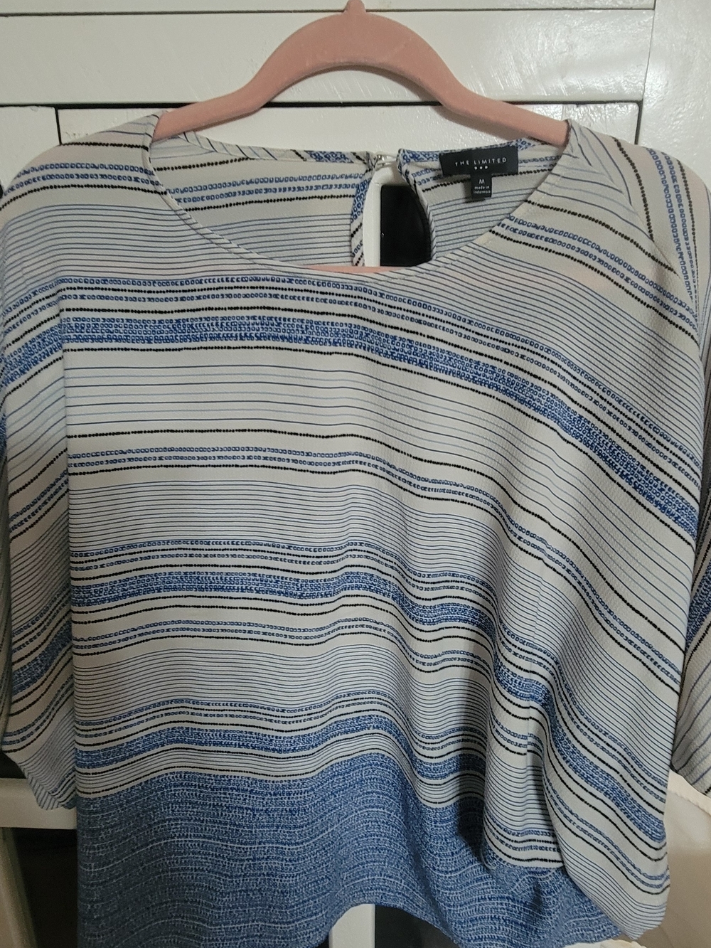 The Limited Striped Blue & White Pullover Blouse